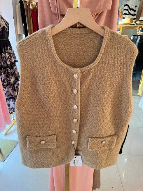 Women Casual Knitted Single Buttons Waistcoat